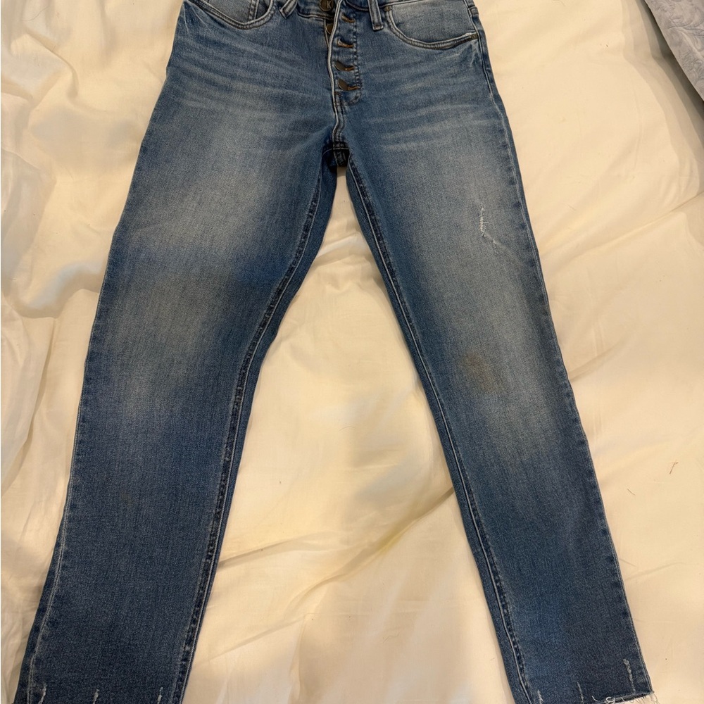 Kut from the Kloth Blue Straight Leg Denim with Gradient Fade